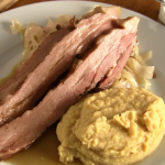Rick Stein bacon joint with split pea purée and sauerkraut recipe on Rick Stein’s Long Weekends