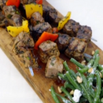 Gino D’Acampo grilled lamb skewers with a green bean and goat’s cheese salad recipe on Gino’s Italian Escape: Hidden Italy