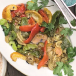 Jamie Oliver chicken fajitas with aubergines and peppers recipe 
