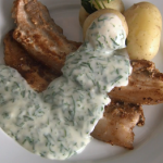 Rick Stein fried pork belly with lovage and parsley sauce recipe on Rick Stein’s Long Weekends