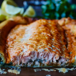 Jamie Oliver salmon en croute with cheese topping recipe 