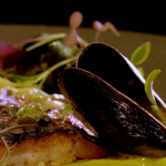 Atul Kochhar pan fried sea bass with mussels and coconut sauce recipe