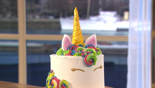 Juliet Sear unicorn layered cake with with buttercream ...