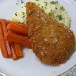 Rosemary Shrager breaded chicken with mashed potatoes and glazed carrots recipe on Chopping Block