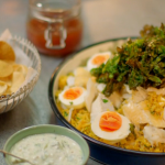 Michel Roux Jr kedgeree with curry and crispy kale recipe on Hidden Restaurants