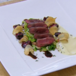 Rosemary Shrager seared wood pigeon breasts recipe on Chopping Block