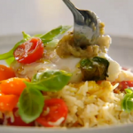 Jamie Oliver one-pan haddock with tapenade and rice recipe