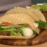 Rick Stein Char-Grilled Beef Tacos with Spring Onions and Guacamole recipe on Sunday Brunch