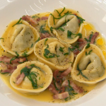 Monica Galetti ricotta and spinach tortellini pasta with bacon and sage butter sauce recipe on MasterChef: The Professionals