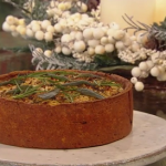 Anna Jones Celebration celeriac and sweet garlic pie recipe on Saturday Kitchen