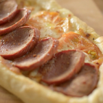 Nigel Slater pide bread with sausage (sucuk), tomatoes and  cheese filling recipe
