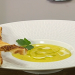 James Martin carrot and coriander soup with cheese straws recipe