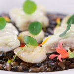 James Martin pan fried monkfish and shrimps with pinto beans recipe