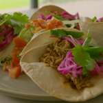Tom Kerridge low calorie pulled pork tacos with pickled onions recipe