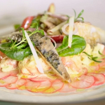 James martin warm lobster and mackerel salad with pickled turnip and rhubarb recipe