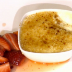 Simon Rimmer Caramelised Rice Pudding with Boozy Strawberries recipe on Sunday Brunch