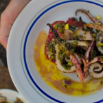 Gennaro Contaldo and Jamie Oliver char-grilled squid with mint and caper salsa recipe