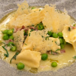 Monica Galetti agnolotti with peas, bacon and cheese bechamel sauce recipe on MasterChef: The Professionals