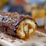 Nadiya Hussain chocolate eclair roll recipe on Nadiya’s Party Feasts