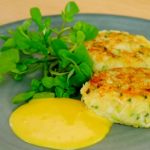 James Martin crab cakes with rapeseed oil mayonnaise recipe on James Martin’s Great British Adventure