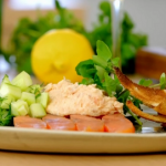 James Martin smoked salmon mousse with cucumber pickle on Melba toast recipe on James Martin’s Great British Adventure