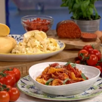 Isaac Carew tagliatelle pasta with a spicy tomato and salami nduja sauce recipe on This Morning pasta masterclass