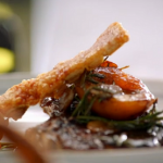 Jamie Oliver peachy pork chops with crackling and bourbon recipe on Jamie’s Quick & Easy Food