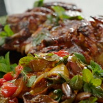 Jamie Oliver harissa chicken tray bake recipe with 5 ingredients on Jamie’s Quick & Easy Food
