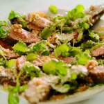 Jamie Oliver duck and orange salad with a French baguette recipe on Jamie’s Quick and Easy Food
