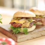 John Torode bacon and cheese burger recipe on John and Lisa’s Weekend Kitchen