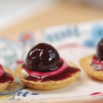 Lisa Faulkner cherry and almond tartlets with cherry sauce recipe on John and Lisa’s weekend Kitchen