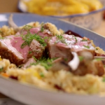 Phil Vickery lamb with cous cous and chorizo recipe on John and Lisa’s Weekend Kitchen