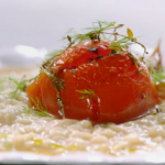 Jamie’s roasted tomato risotto with vermouth, thyme, onion and fennel recipe on Meat-Free Meals