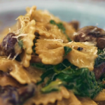 Gino D’Acampo farfalle pasta with spinach and mushrooms recipe on Gino’s Italian Express