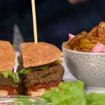 Ian and Henry (Bosh) Not-so-naughty burger and chips with a tomato relish recipe on This Morning