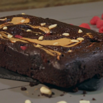 Ian and Henry’s PBJ Brownies with peanut butter and raspberry jam recipe on Living on The Veg