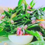Jamie’s warm asparagus salad with eggs and pickled onions recipe on Quick and Easy Food