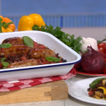 Phil Vickery 15-minute sausage traybake with peppers and black olive tapenade recipe on This Morning