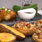 Phil Vickery mum’s twice baked jacket potatoes with bacon, Welsh rarebit potatoes and blooming potato with spiced butter recipe on This Morning