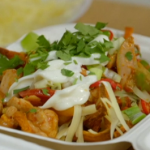 Chris Bavin chicken cheesy loaded fries with chilli sauce recipe on Eat Well For Less?