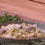 John Whaite one pot sausage and fennel pasta recipe on Steph’s Packed Lunch