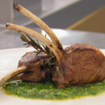 Monica Galetti French-trim a rack of lamb with mint pesto recipe on Masterchef The Professionals