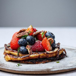 Simon Rimmer big bad cinnamon pancakes with berries and nuts recipe on Sunday Brunch