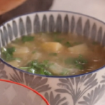 John Torode leek and potato soup with lemon juice and parsley recipe on John and Lisa’s Weekend Kitchen