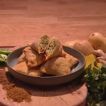 Ruby Bhogal Hollywood handshake samosas recipe on Steph’s Packed Lunch