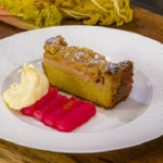 James Martin Rhubarb Crumble Cake with Ginger Cream recipe on James Martin’s Saturday Morning