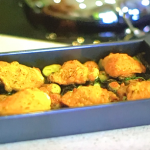 Kate Humble roast chicken thighs with wild garlic and new potatoes recipe on Escape To The Farm