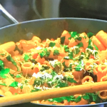 Kate Humble woodsman pasta with mushrooms and pancetta recipe on Escape To The Farm
