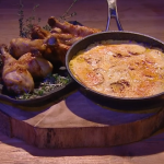 John Christophe Novelli chicken drumsticks with gratin dauphinois recipe on Steph’s Packed Lunch