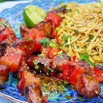 John Gregory-Smith hoisin duck and watermelon skewers with peanut noodles recipe on Sunday Brunch